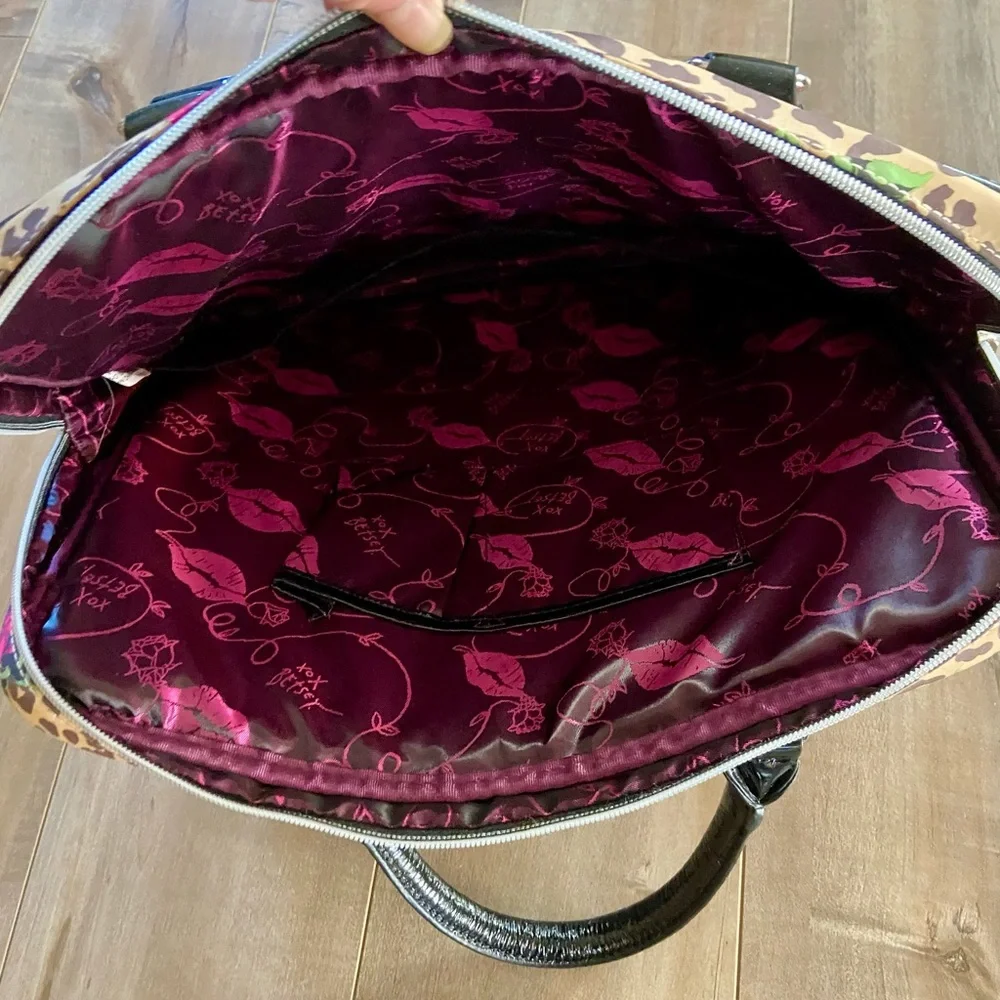 Vintage Betsey Johnson IPad, Laptop Padded Leopard and Roses Case Bag ,15” x 13